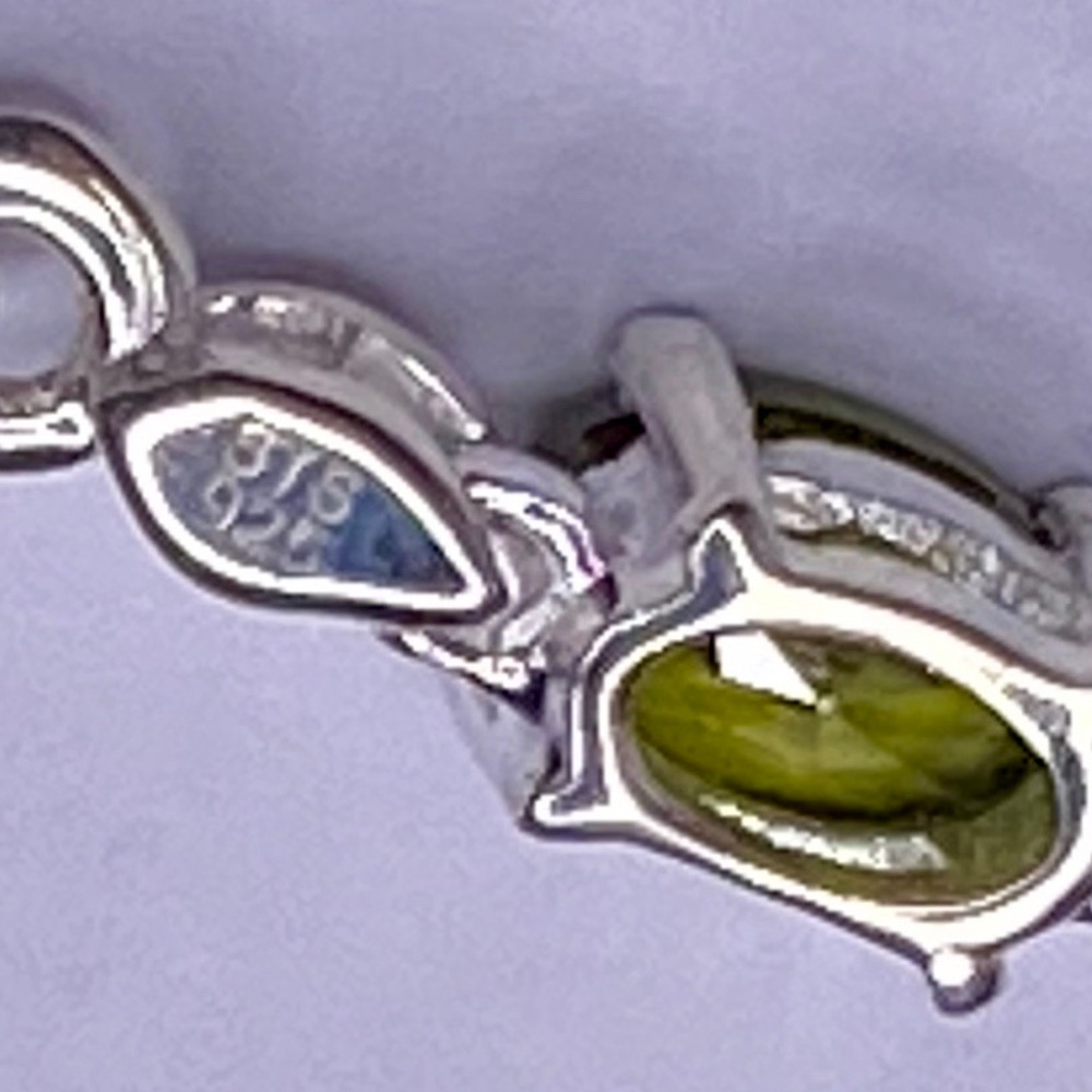 PERIDOT CZ BRACELET 925 STERLING & STAINLESS BOLO - Picture 5 of 7
